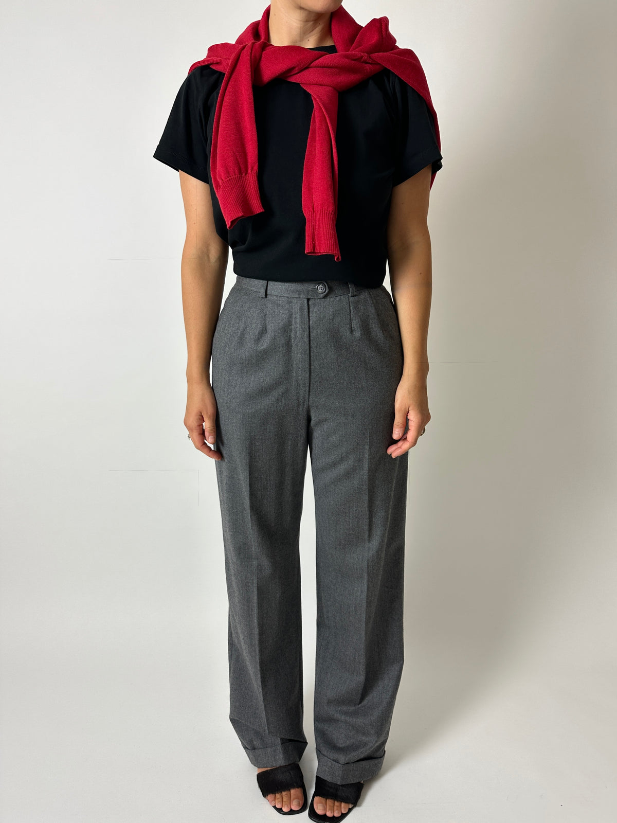 Wool high waist trousers | Grey