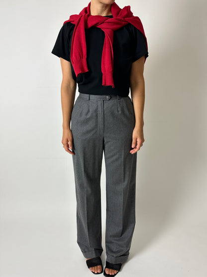 Wool high waist trousers | Grey