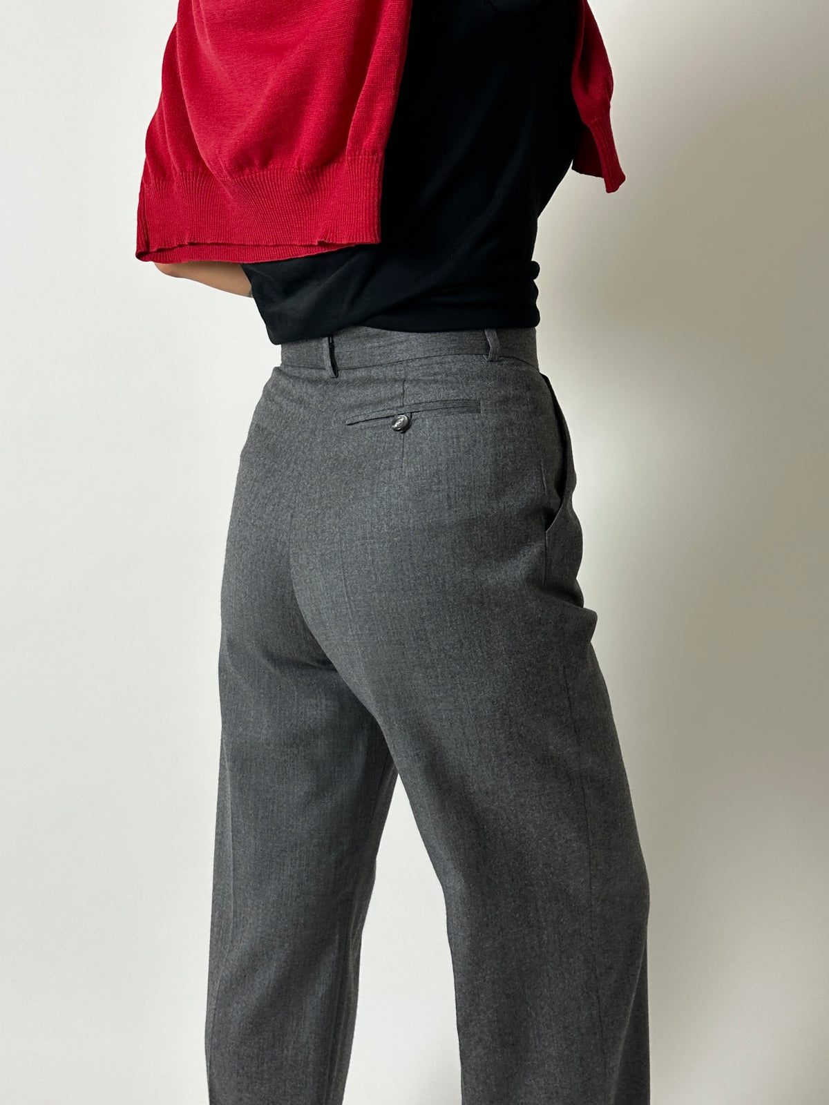 Wool high waist trousers | Grey