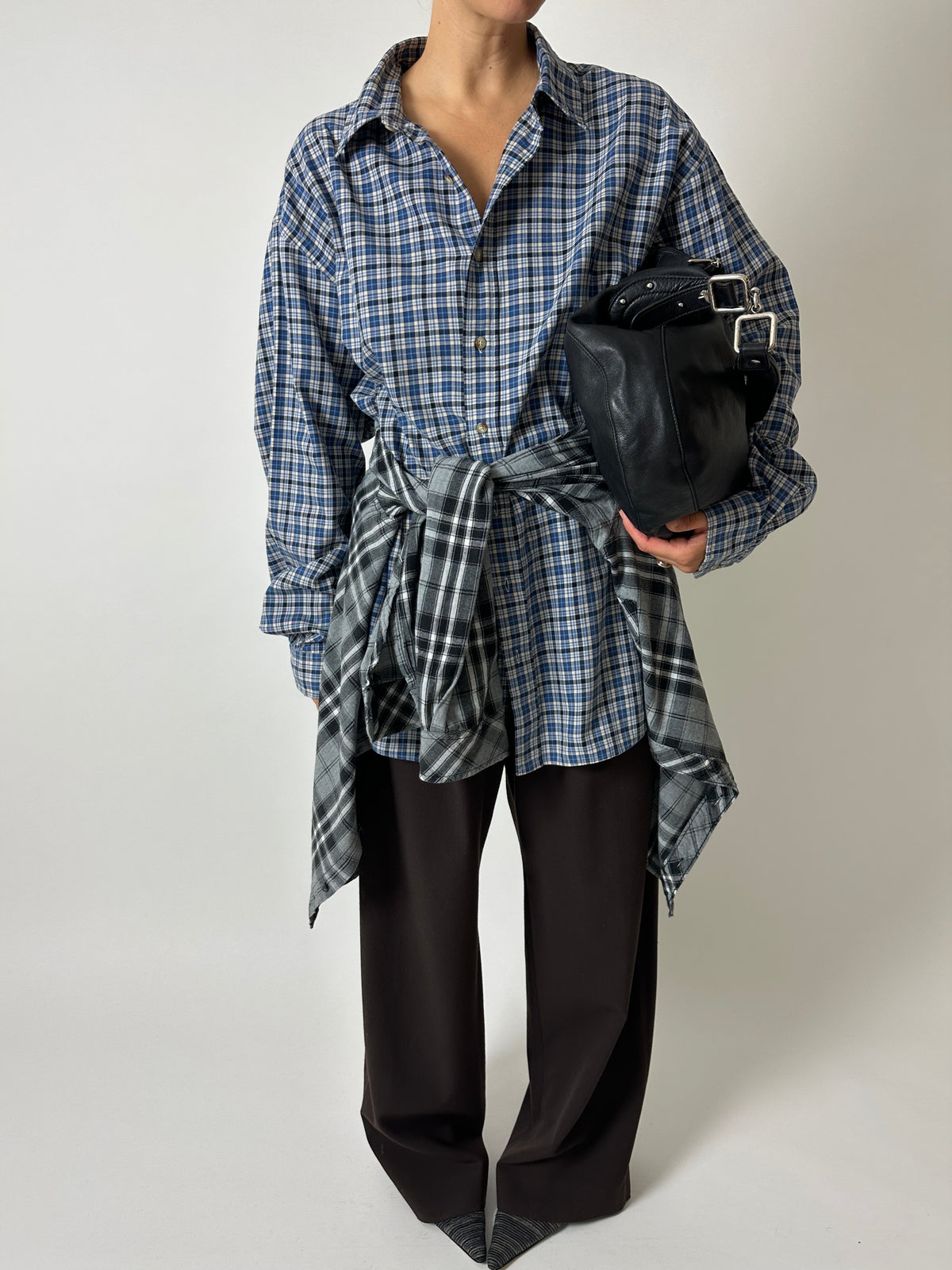 Relaxed checked shirt | Black Grey