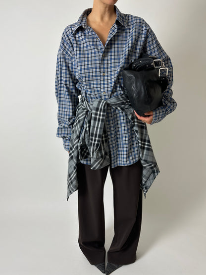 Relaxed checked shirt | Black Grey