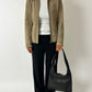 Suede fitted jacket | Stone beige