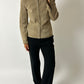 Suede fitted jacket | Stone beige