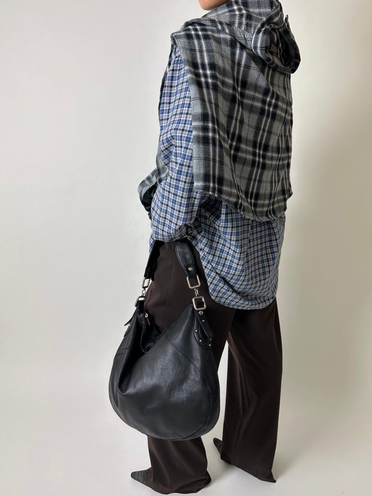 Relaxed checked shirt | Black Grey