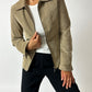 Suede fitted jacket | Stone beige