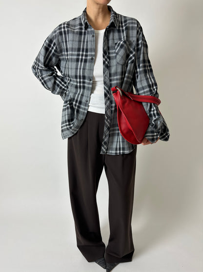Relaxed checked shirt | Black Grey