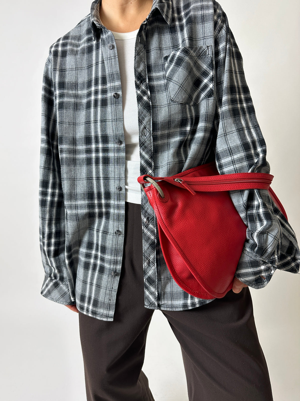 Relaxed checked shirt | Black Grey