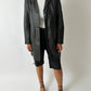 Long leather coat | Dark brown
