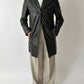 Long leather coat | Dark brown