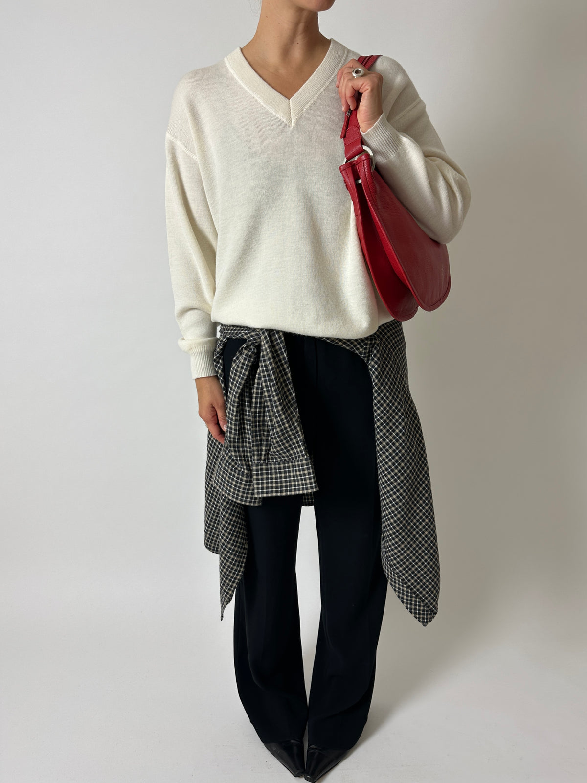 Wool blend v-neck | Off-white