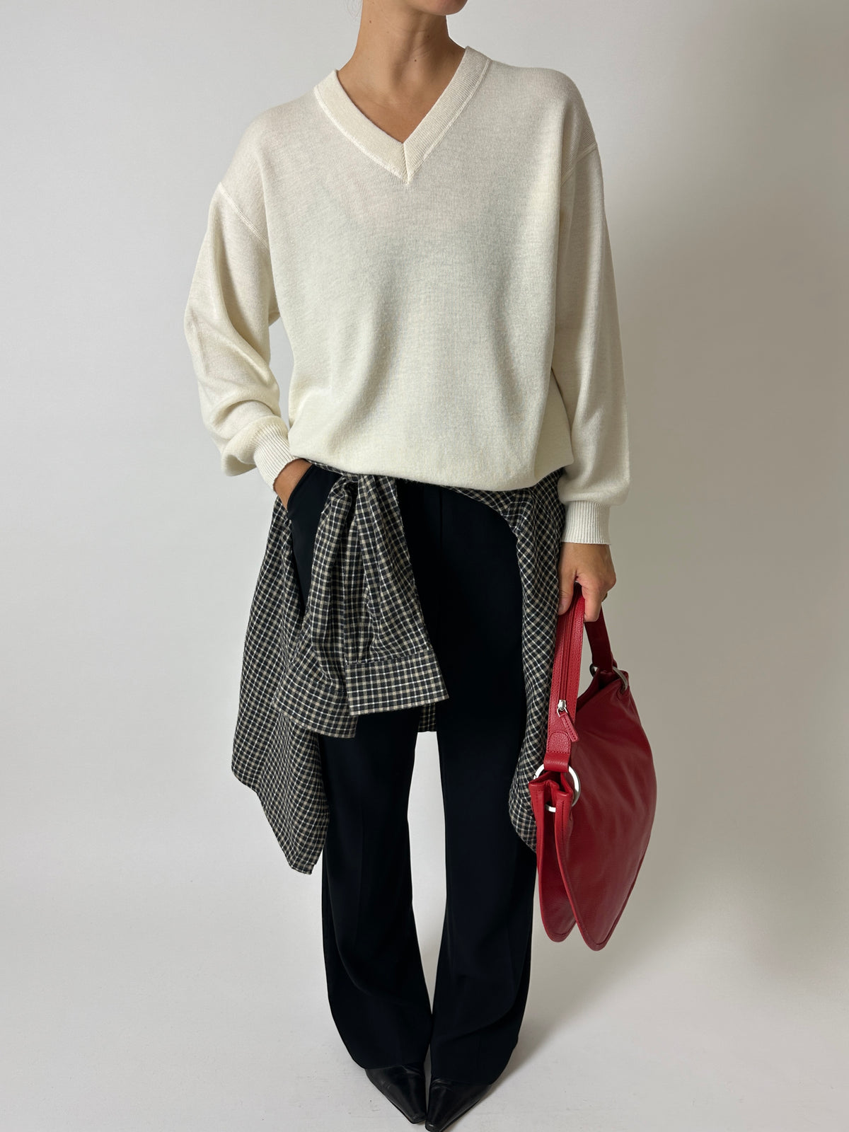 Wool blend v-neck | Off-white