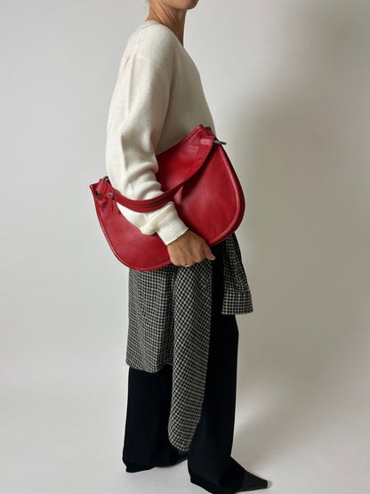 Leather shoulder bag | Red