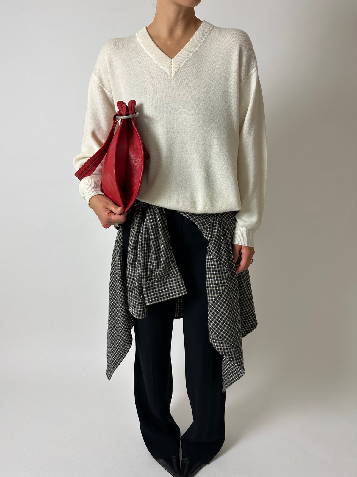 Wool blend v-neck | Off-white