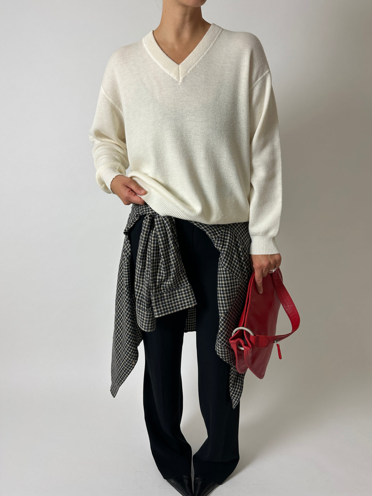 Wool blend v-neck | Off-white