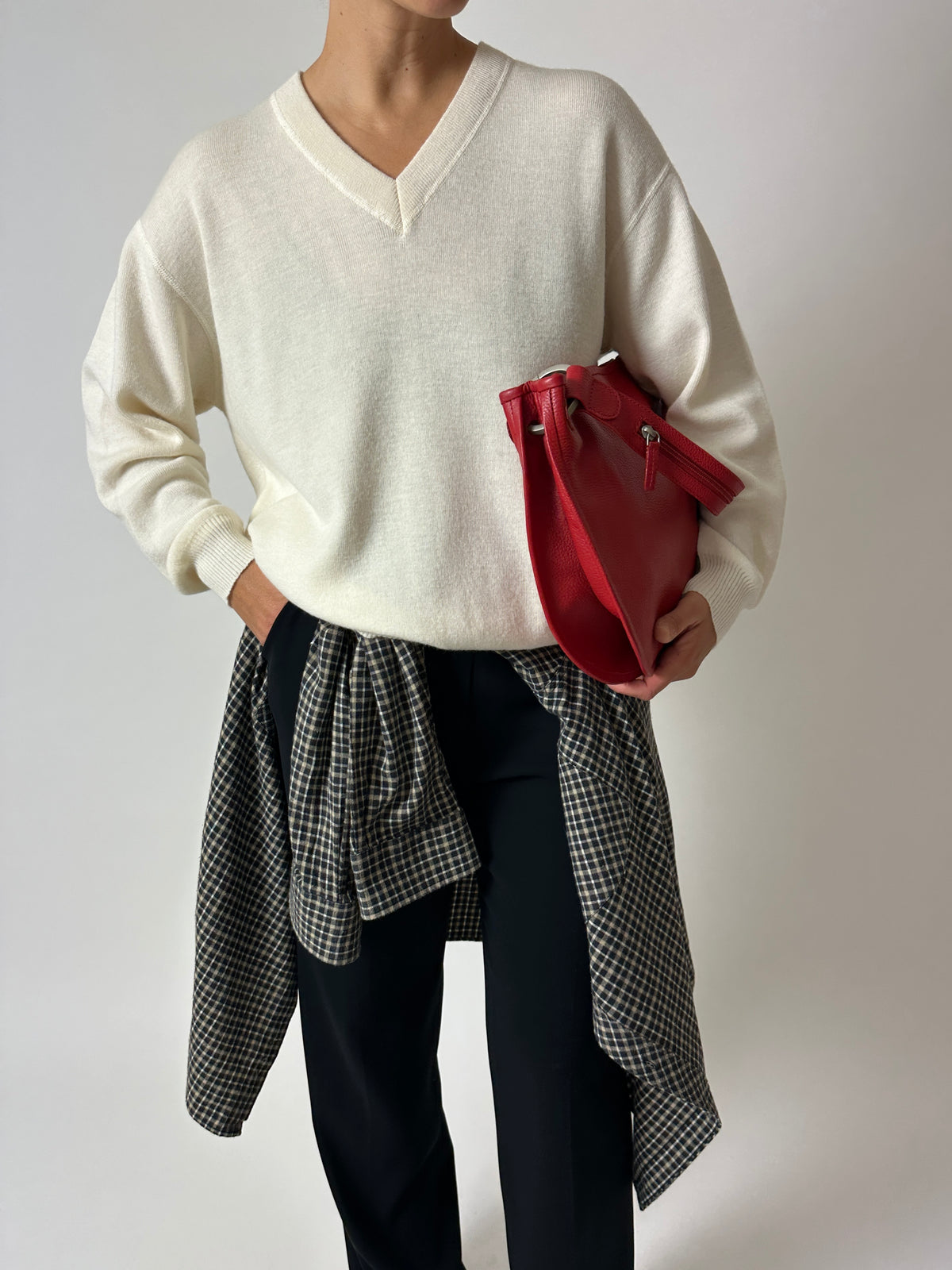 Wool blend v-neck | Off-white