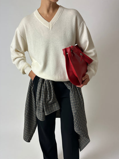 Wool blend v-neck | Off-white