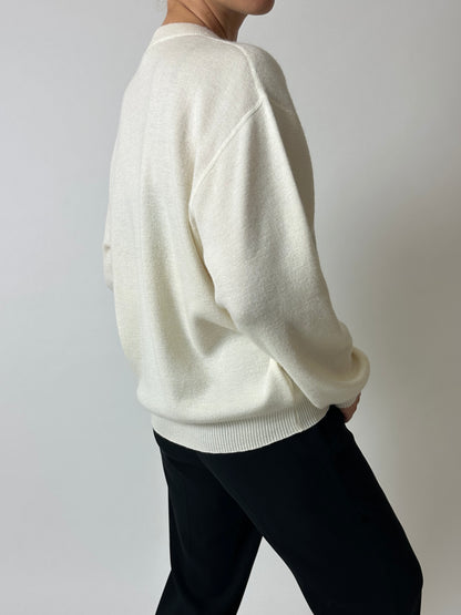Wool blend v-neck | Off-white
