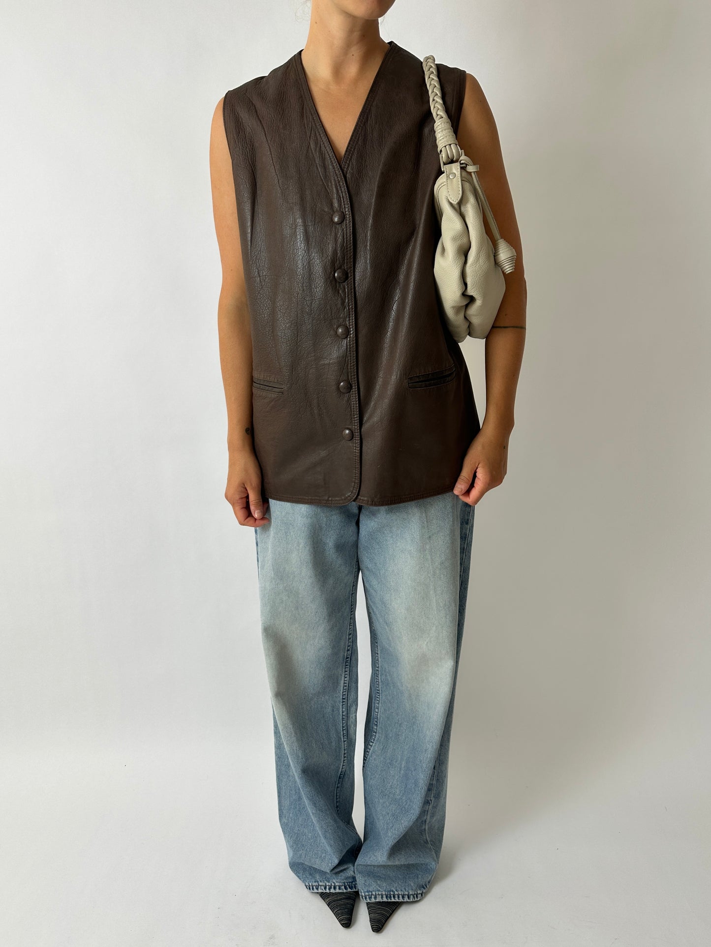 Leather shoulder bag | Stone