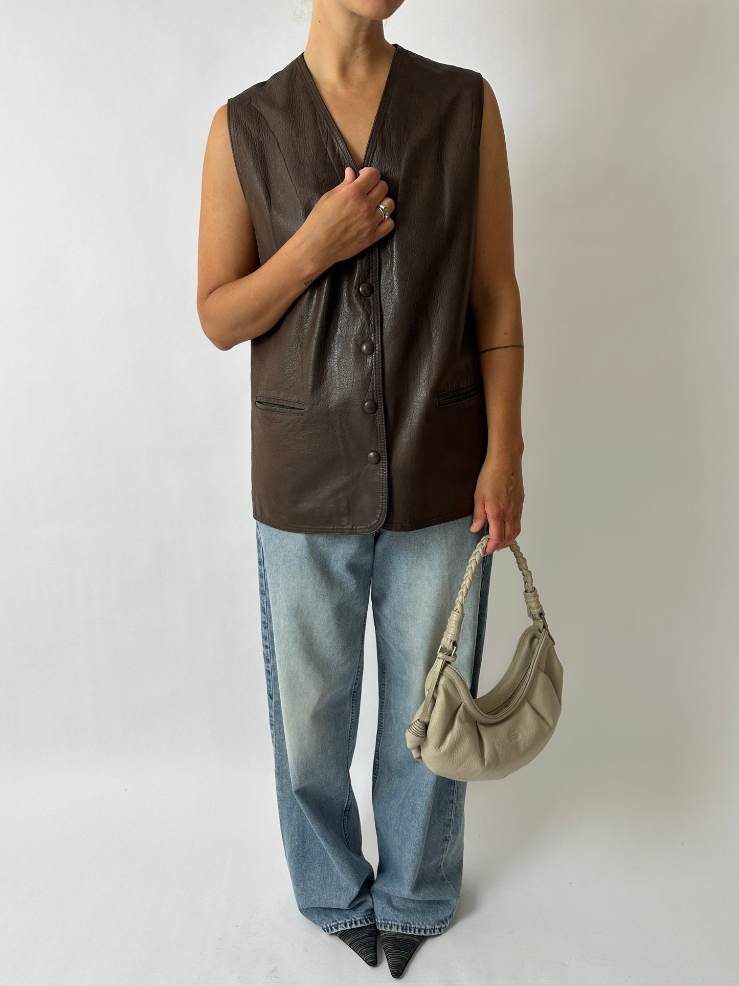 Leather vest | Dark brown