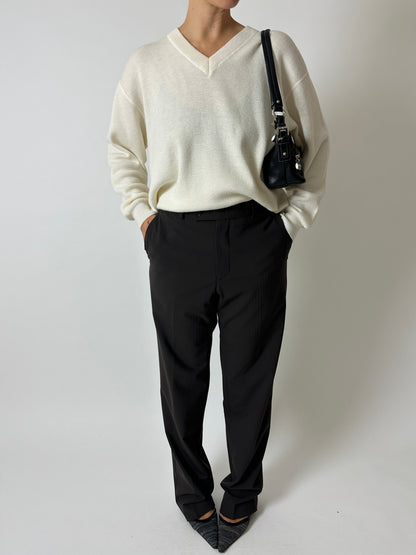 Wool tailored trousers | Dark brown