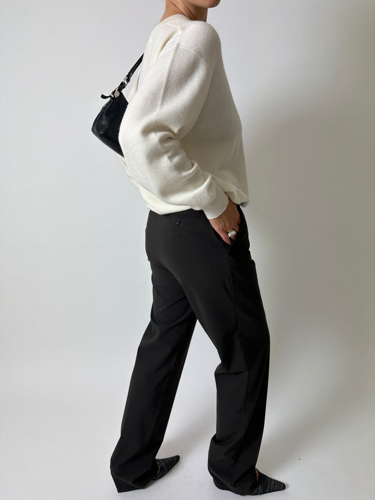 Wool tailored trousers | Dark brown