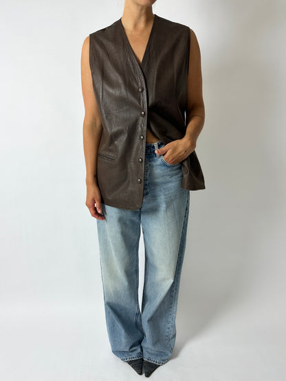 Leather vest | Dark brown