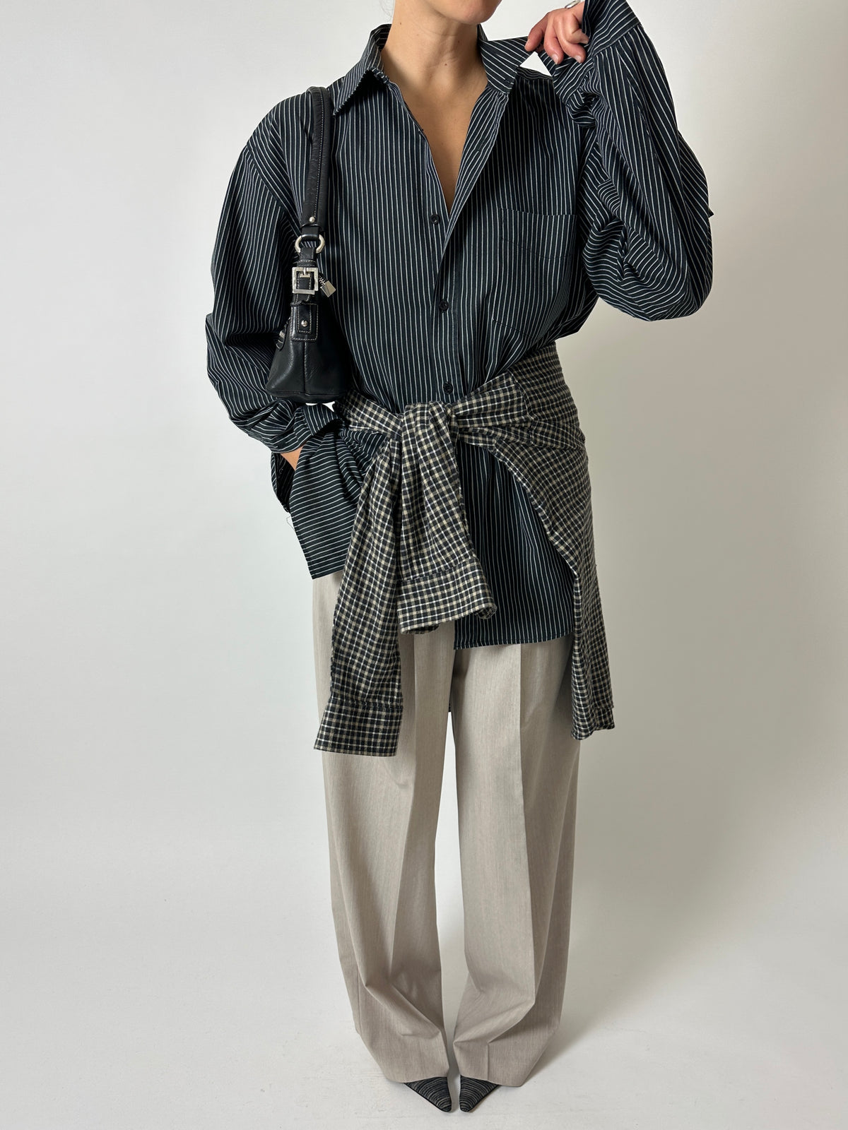 Relaxed striped shirt | Black / White