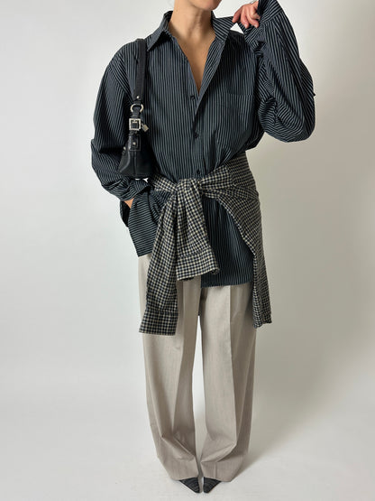 Relaxed striped shirt | Black / White