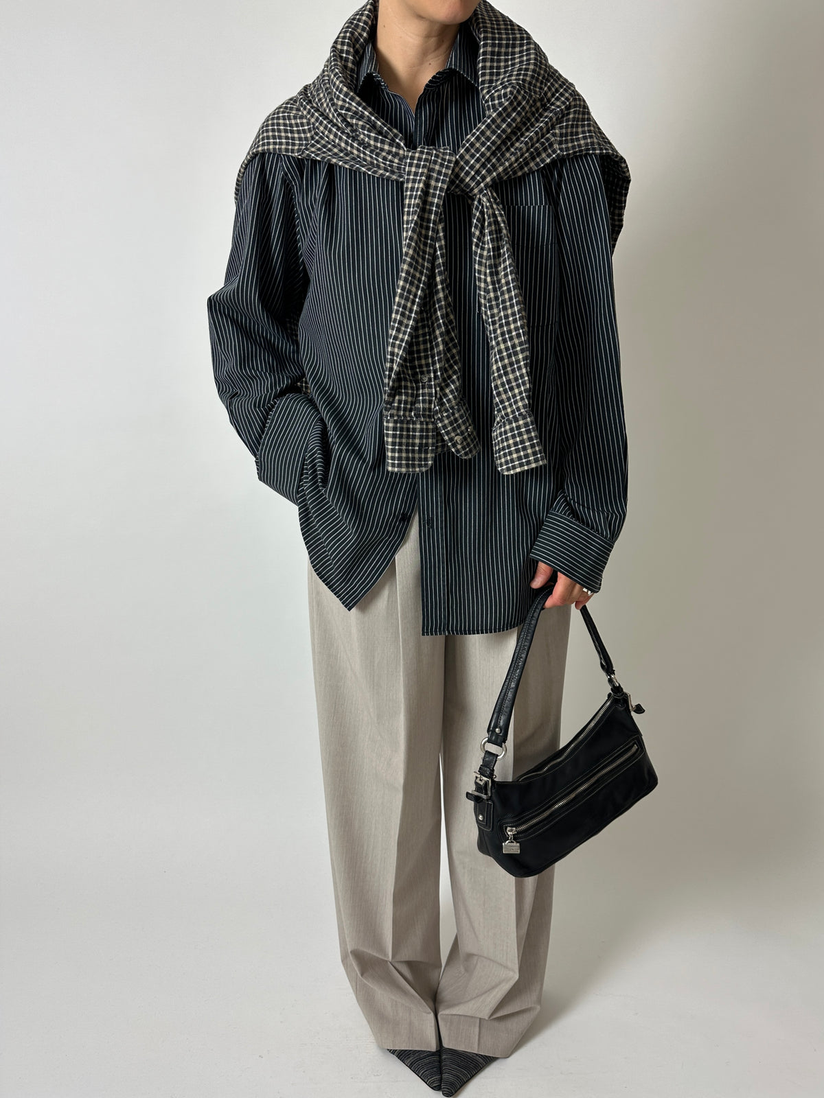 Relaxed striped shirt | Black / White