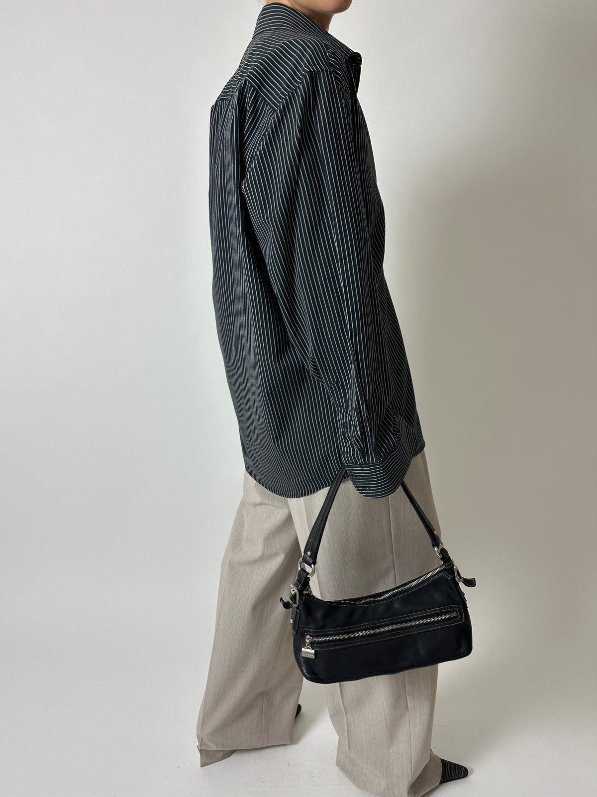 Relaxed striped shirt | Black / White