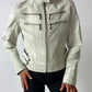 Leather zip jacket | White