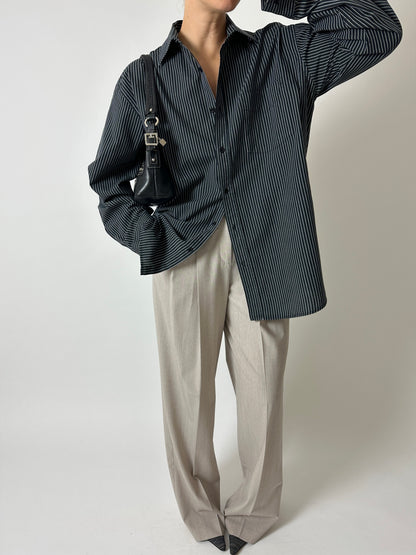 Relaxed striped shirt | Black / White