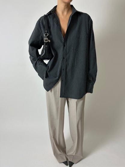 Relaxed striped shirt | Black / White