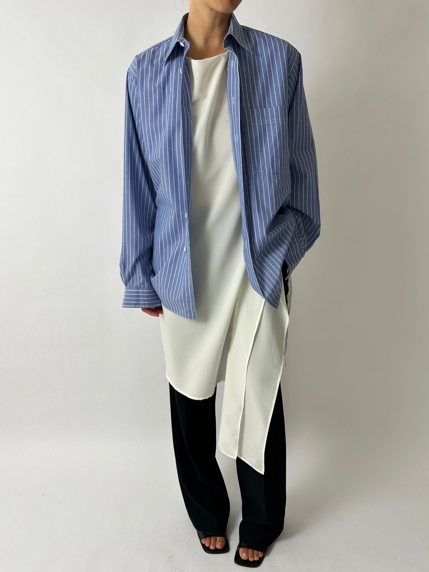 Oversized striped shirt | Blue / White