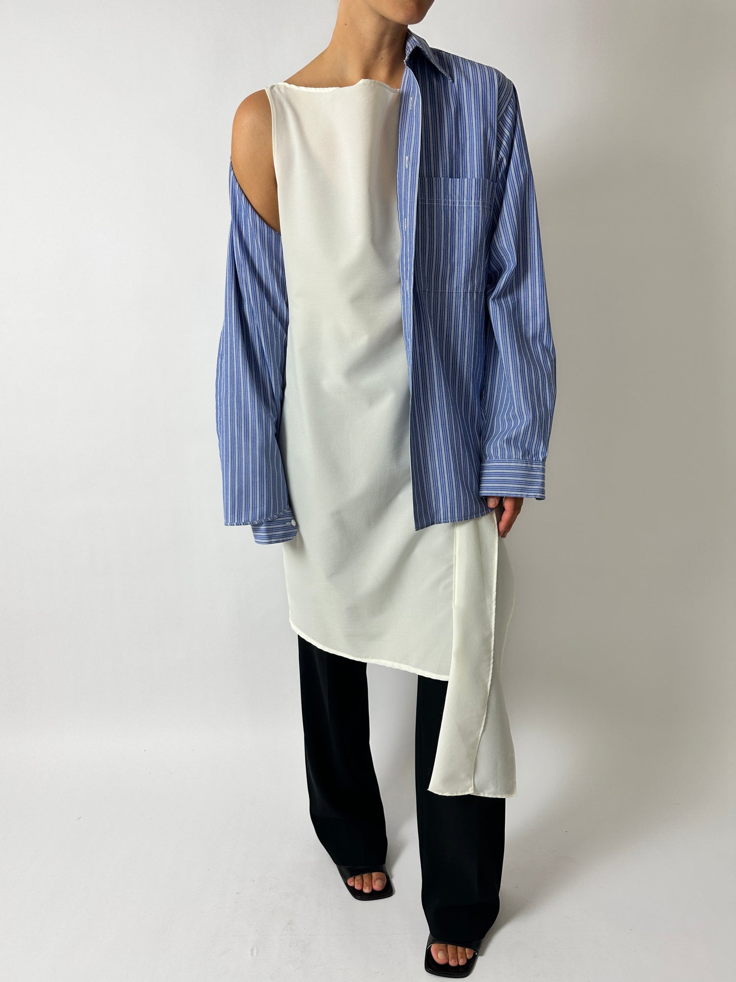 Oversized striped shirt | Blue / White