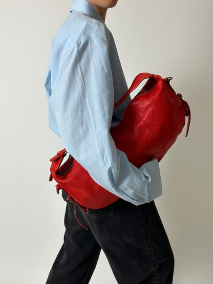 Leather shoulder bag | Red