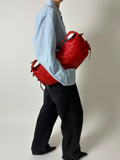 Leather shoulder bag | Red
