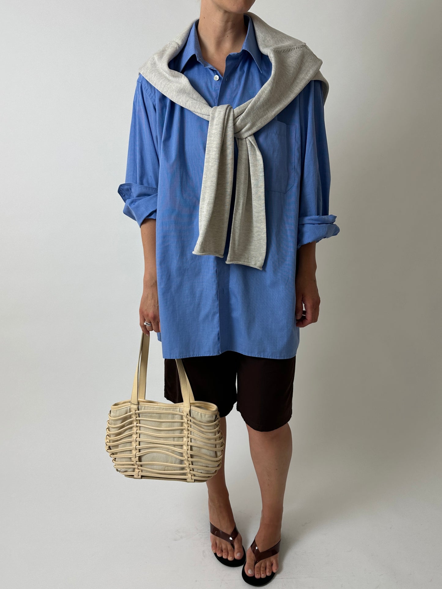 Long sleeve cotton sweater | Grey melee