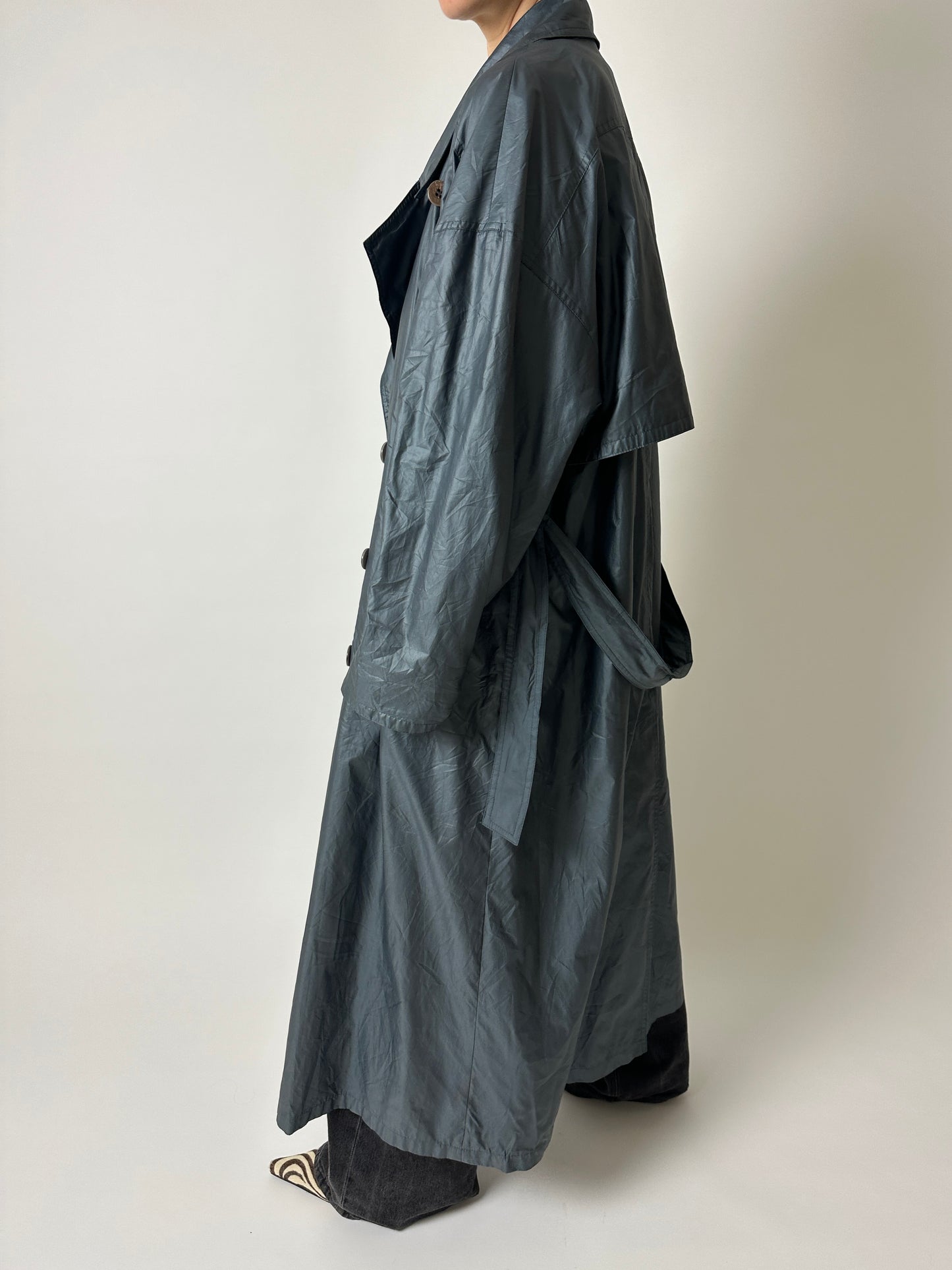 Oversized long trench coat | Sea Green
