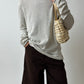 Long sleeve cotton sweater | Grey melee