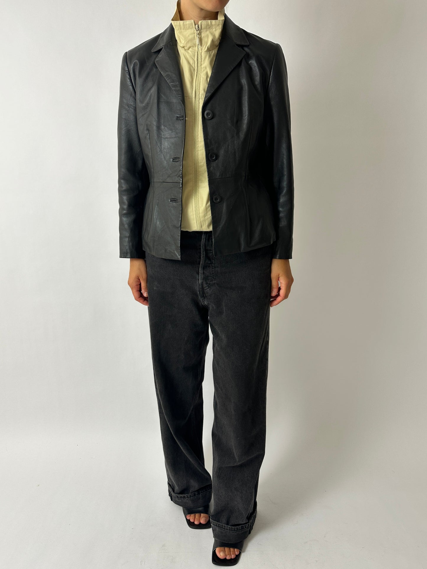 Leather blazer jacket| Black