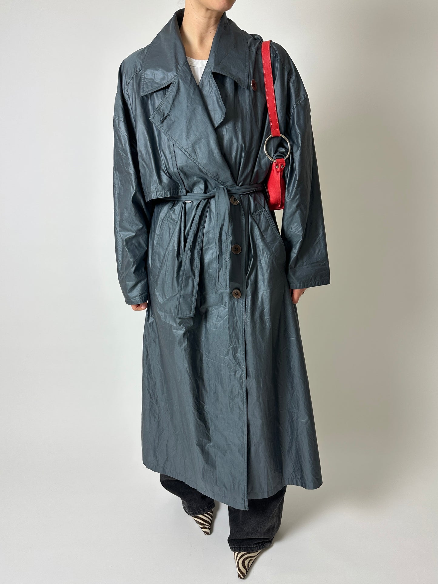 Oversized long trench coat | Sea Green