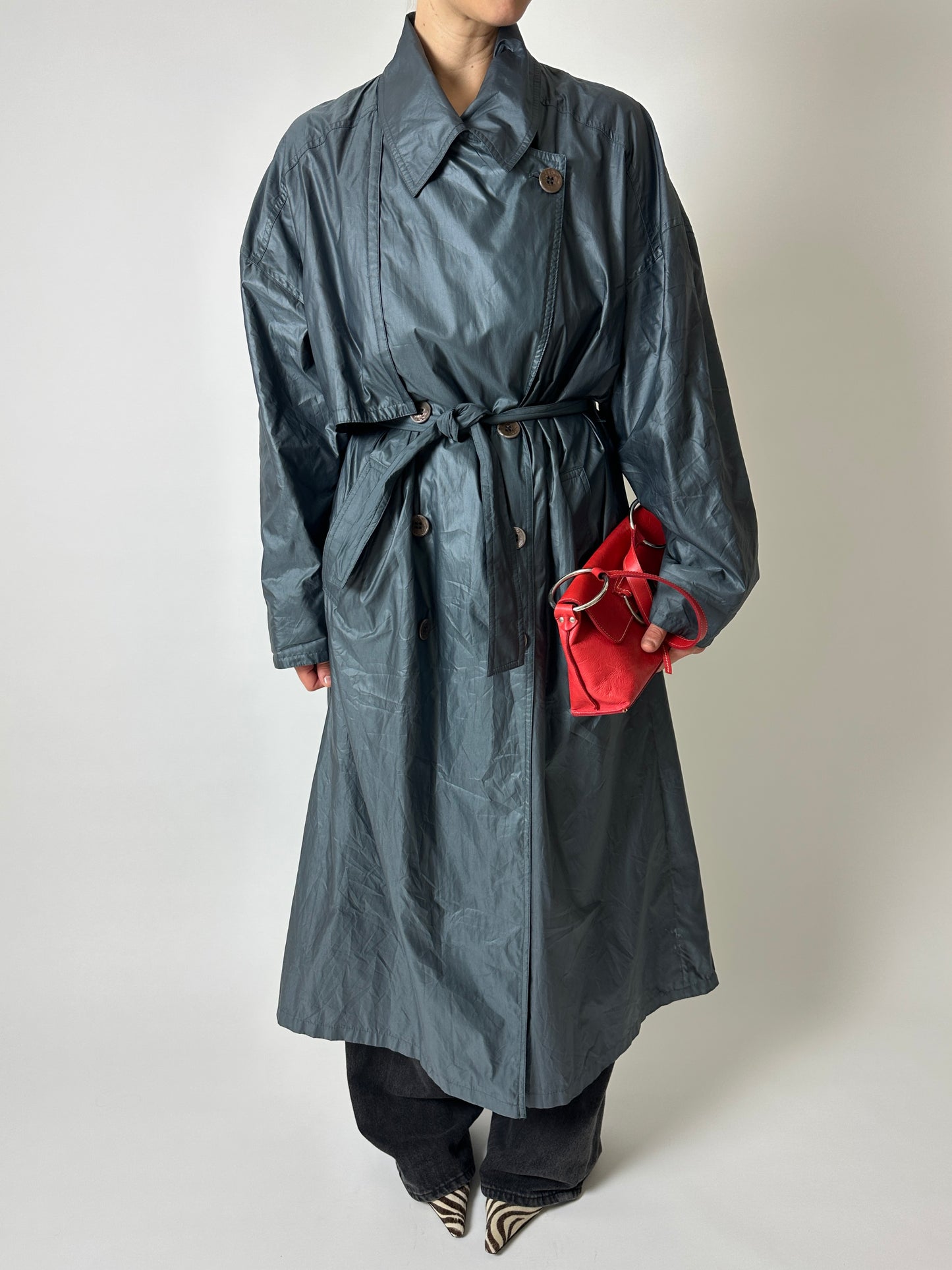 Oversized long trench coat | Sea Green