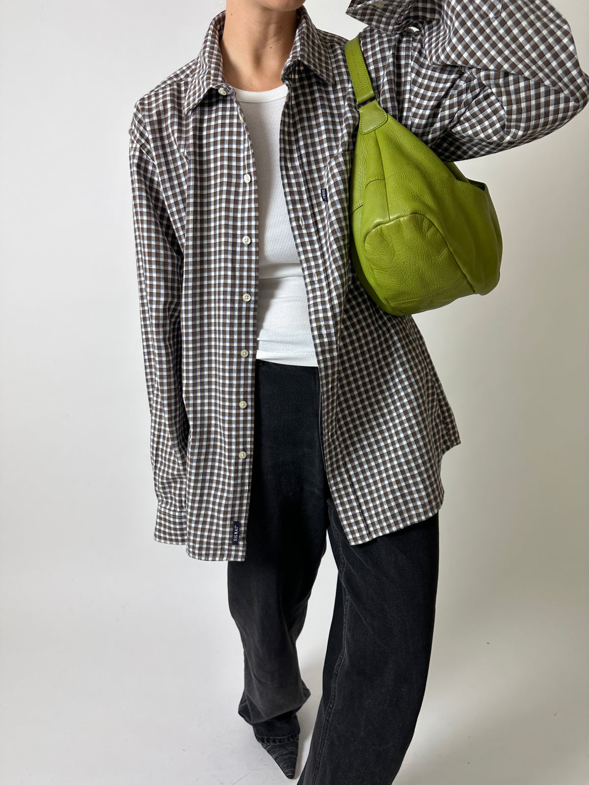 Flanel checked shirt | Brown - Off white