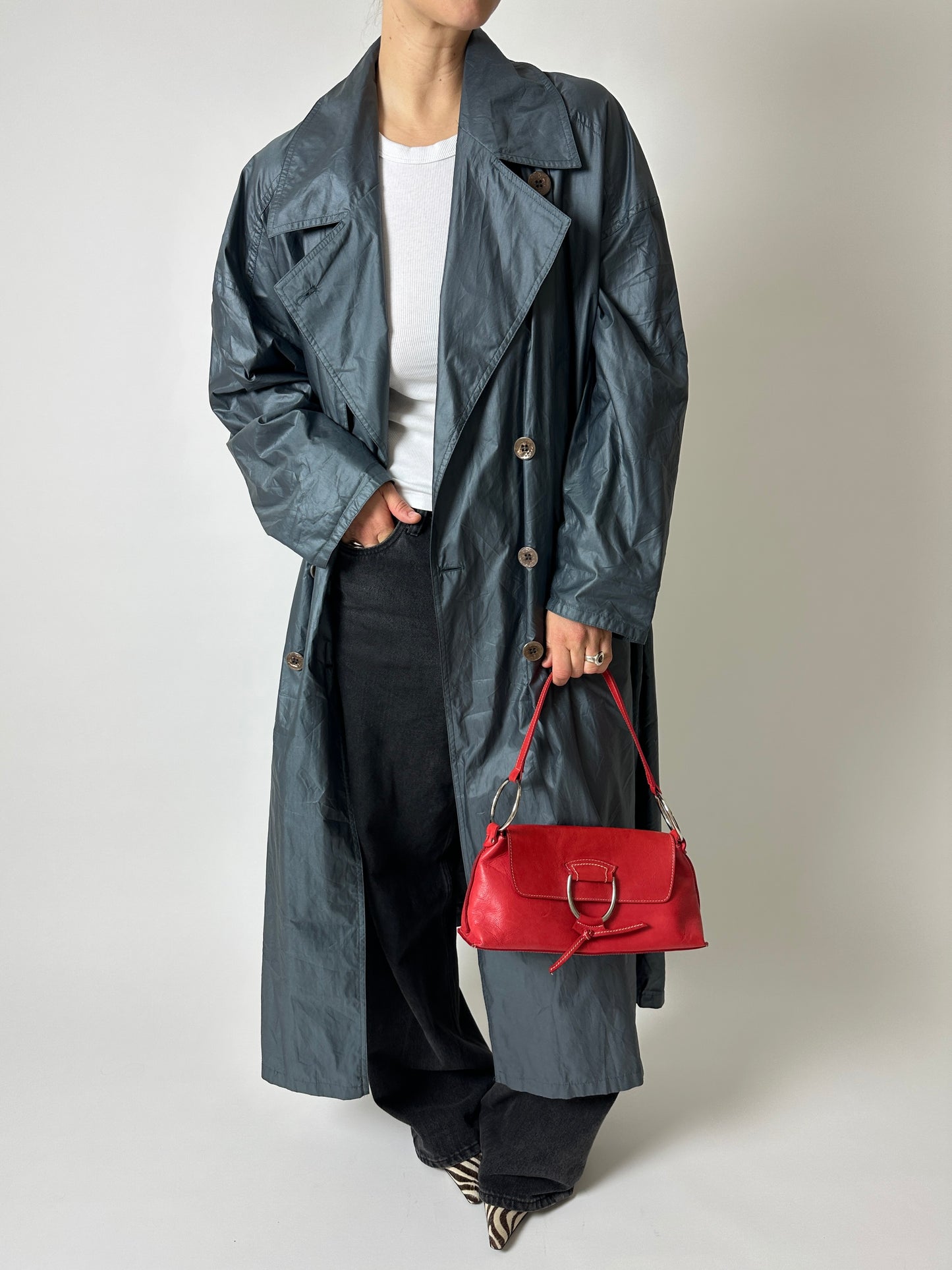 Oversized long trench coat | Sea Green