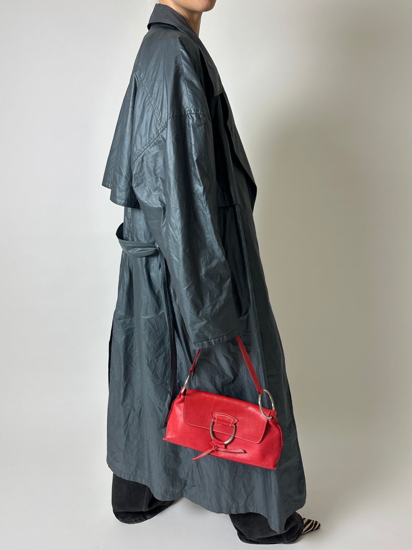 Oversized long trench coat | Sea Green