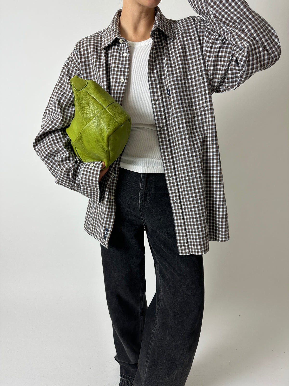 Flanel checked shirt | Brown - Off white