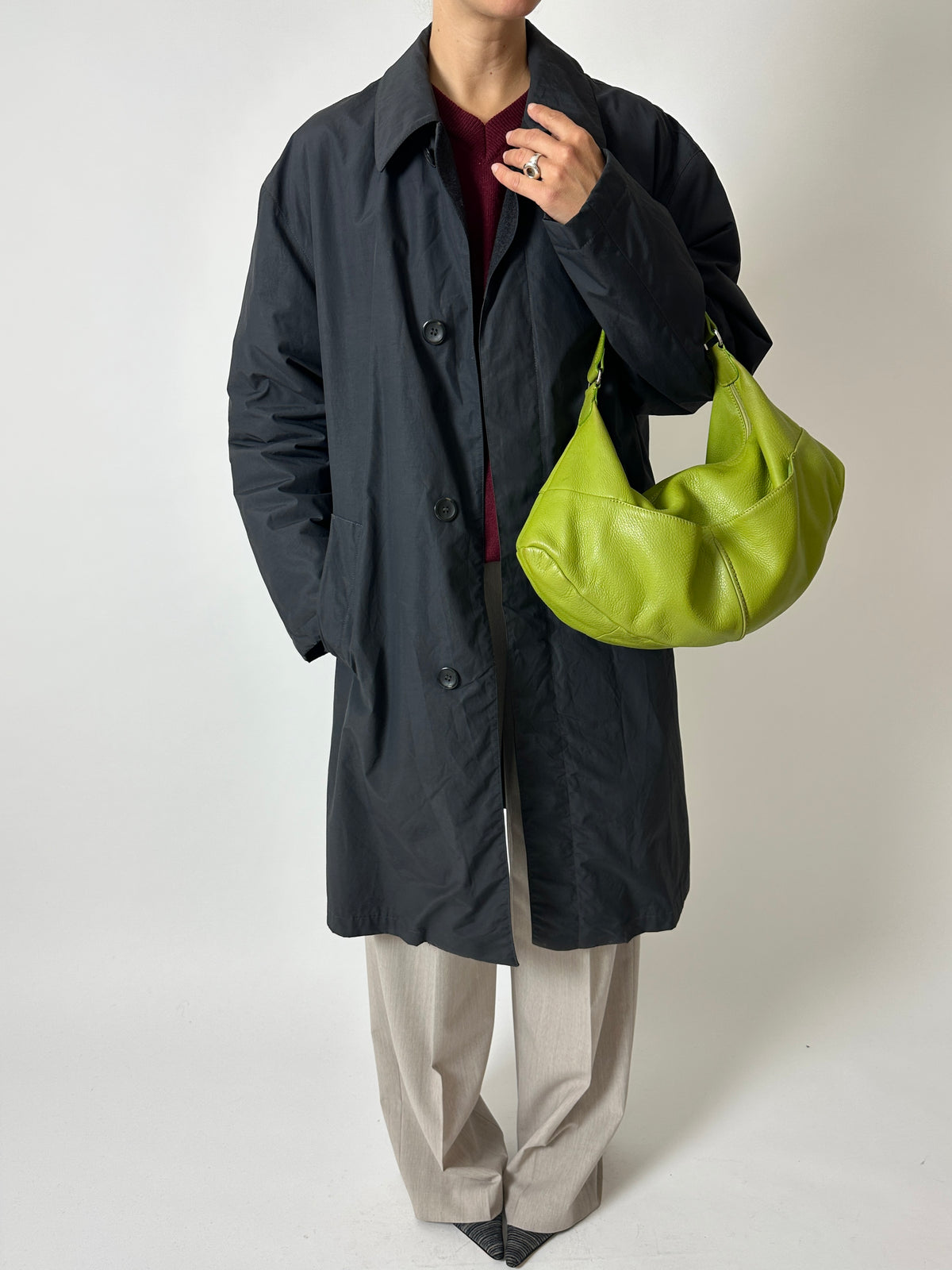 Long Mac coat | Off Black