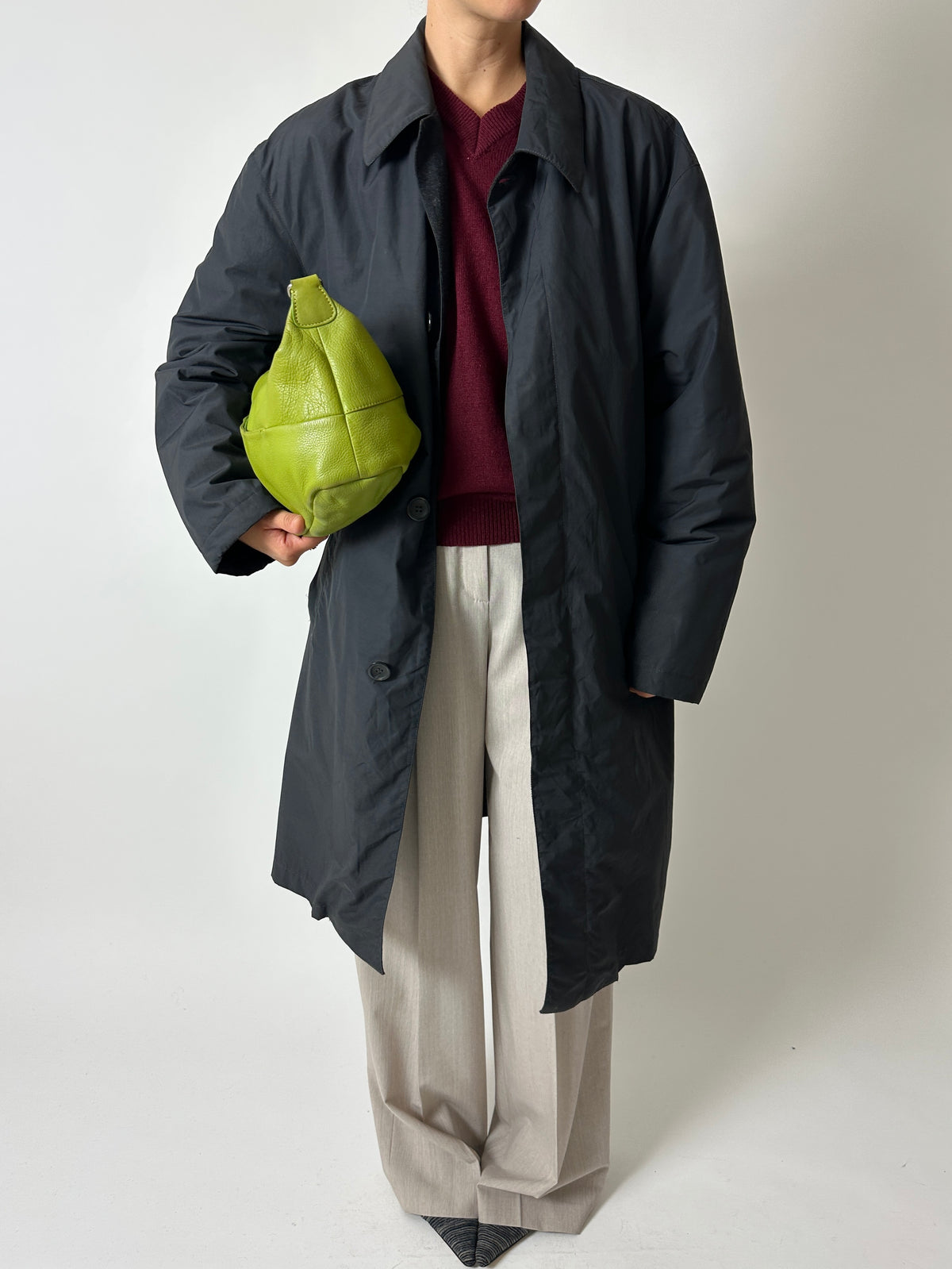 Long Mac coat | Off Black