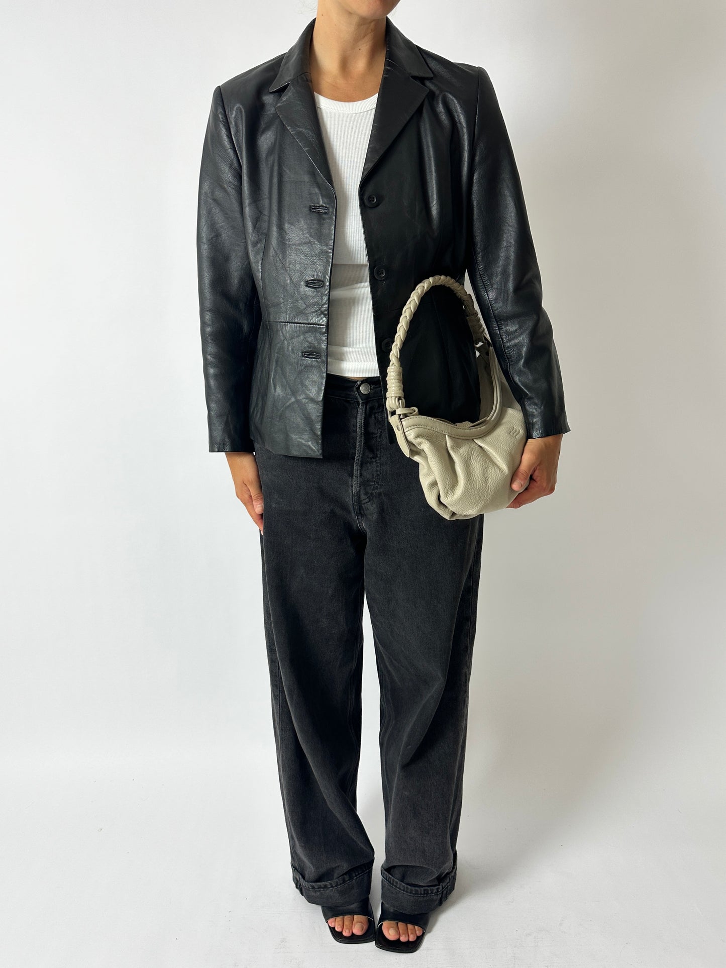 Leather blazer jacket| Black